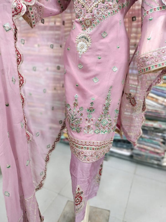 3Pc Chiffon Suit Party Wear