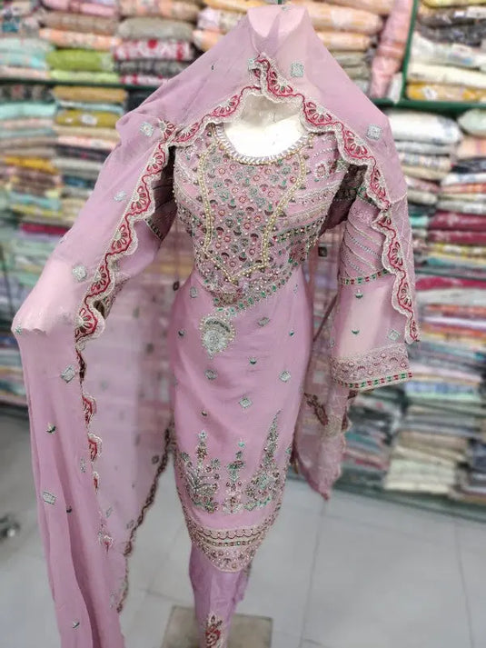 3Pc Chiffon Suit Party Wear - Tanveer Collection