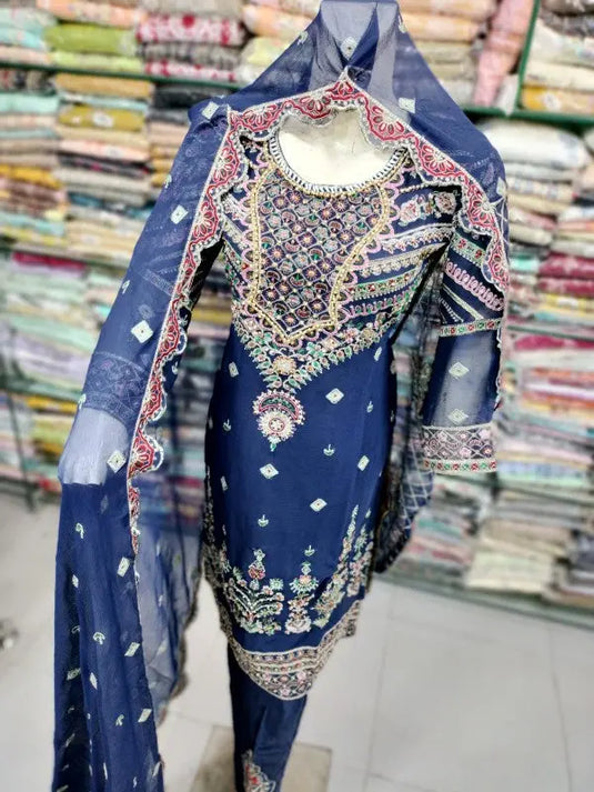 3Pc Chiffon Suit Party Wear - Tanveer Collection