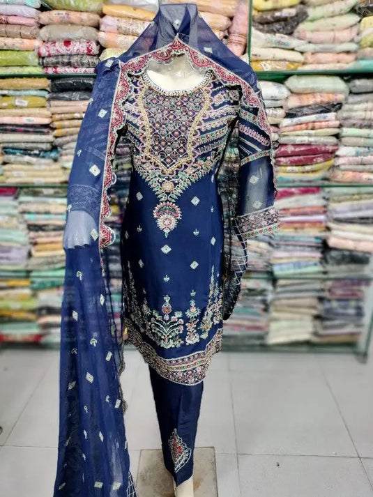 3Pc Chiffon Suit Party Wear - Tanveer Collection