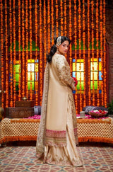 FSP-049 – Ivory Gold & Blush Pink Luxury Embroidered Formal Suit