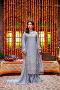 FSP-047 – Silver Blue Luxury Embroidered 3 Piece Formal Suit