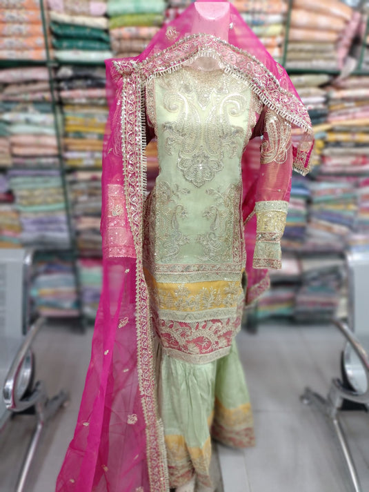 3Pc Organza Gharara