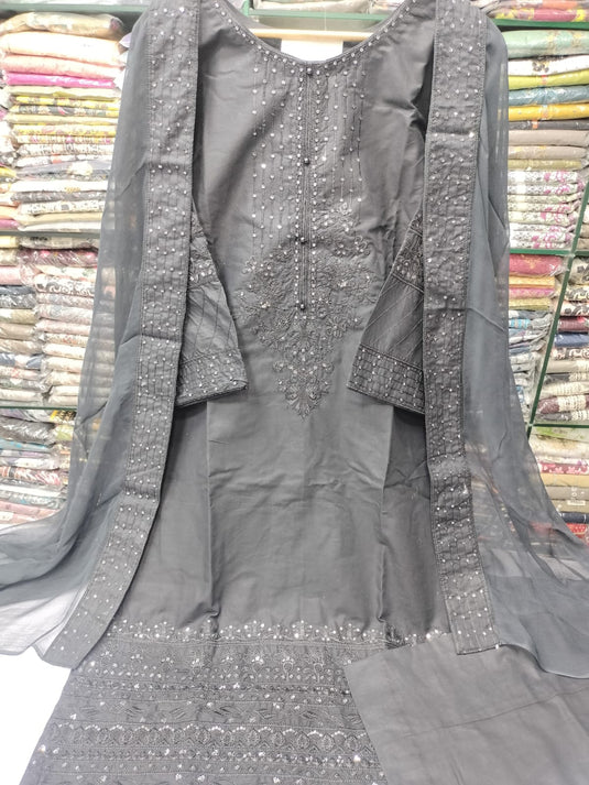 Cotton Embroidered 3pc Suit