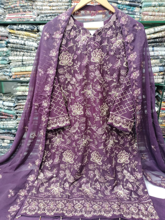 Chiffon Fancy Emb Gharara