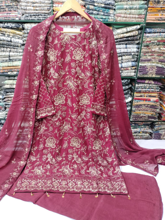 Chiffon Fancy Emb Gharara