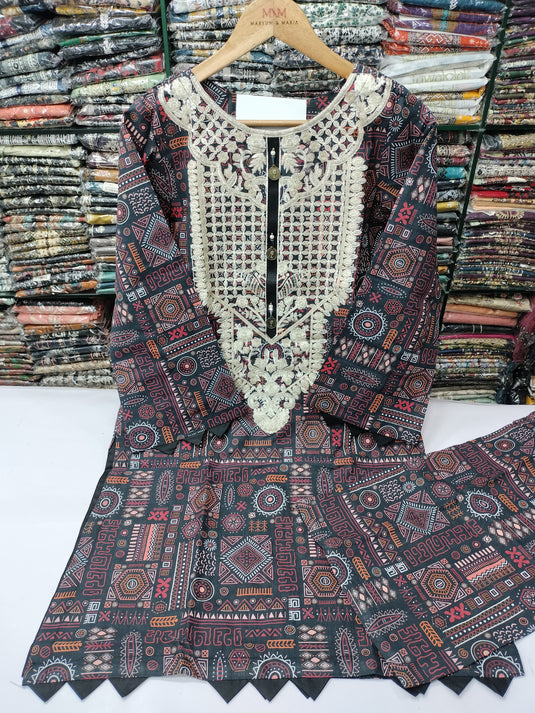 Printed Khaddar 2Pc