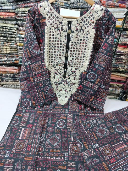 Printed Khaddar 2Pc