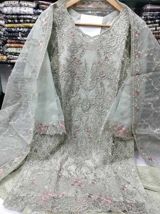 Organza Fancy Emb Gharara