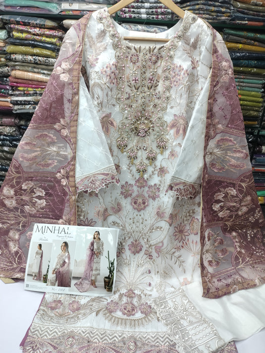 Minhal By Ramsha Organza 3pc