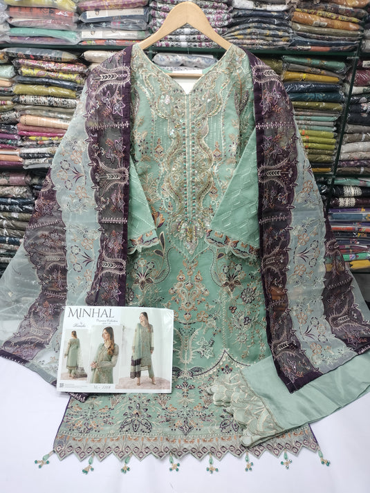 Minhal By Ramsha Organza 3pc