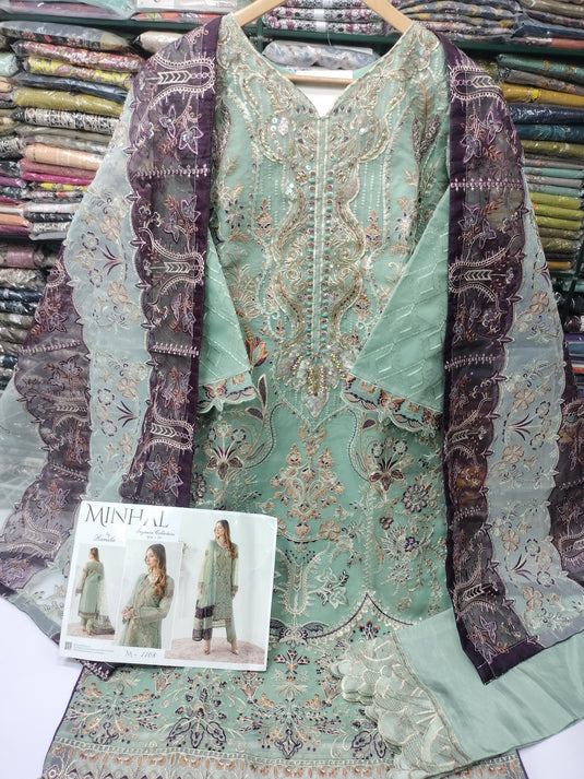 Minhal By Ramsha Organza 3pc