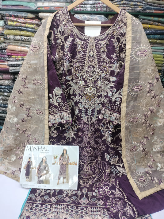 Minhal By Ramsha Organza 3pc