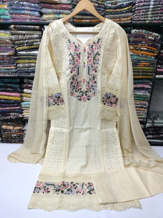 Cotton Embroidered 3pc