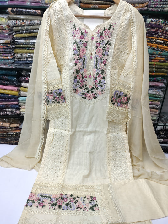 Cotton Embroidered 3pc