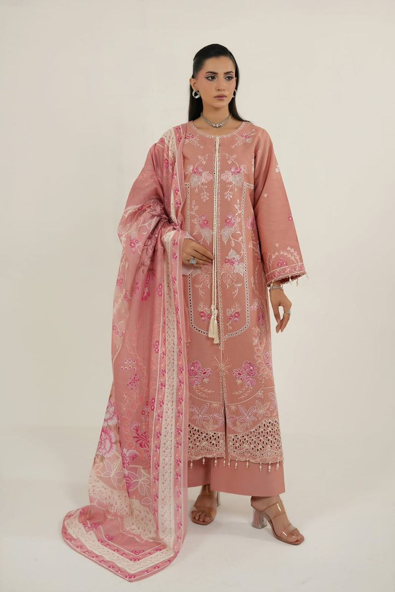 MTK-024 – Dusty Peach Floral Embroidered +HANDMADE 3 Piece Suit