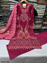 MTK-017 – Raspberry Pink Floral Embroidered 2 Piece Suit
