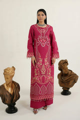 MTK-017 – Raspberry Pink Floral Embroidered 2 Piece Suit