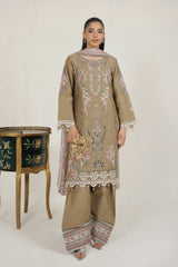 MTK-021 – Olive Taupe Floral Embroidered Farshi Shalwar Pakistani Pret Suit