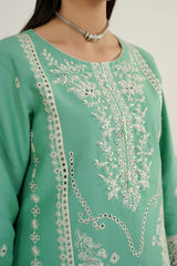 MTK-020 – Mint Green Floral Embroidered 3 Piece Pakistani Suit