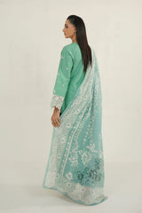 MTK-020 – Mint Green Floral Embroidered 3 Piece Pakistani Suit