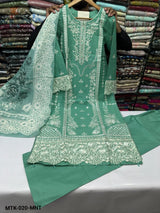 MTK-020 – Mint Green Floral Embroidered 3 Piece Pakistani Suit