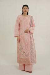 MTK-019 – Pastel Peach Floral Embroidered 3 Piece Pakistani Suit