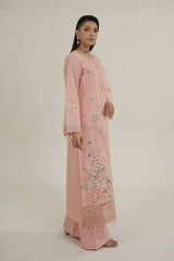 MTK-019 – Pastel Peach Floral Embroidered 3 Piece Pakistani Suit