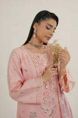 MTK-019 – Pastel Peach Floral Embroidered 3 Piece Pakistani Suit