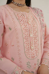 MTK-019 – Pastel Peach Floral Embroidered 3 Piece Pakistani Suit