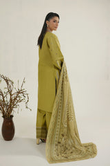 MTK-018 – Mustard Olive Luxury Embroidered Farshi Shalwar Pakistani Pret Suit