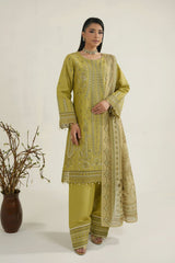 MTK-018 – Mustard Olive Luxury Embroidered Farshi Shalwar Pakistani Pret Suit