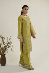 MTK-018 – Mustard Olive Luxury Embroidered Farshi Shalwar Pakistani Pret Suit