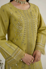 MTK-018 – Mustard Olive Luxury Embroidered Farshi Shalwar Pakistani Pret Suit