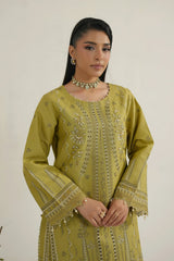 MTK-018 – Mustard Olive Luxury Embroidered Farshi Shalwar Pakistani Pret Suit