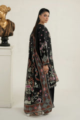 MTK-023 – Black Floral Embroidered Farshi Shalwar 3 Piece Pakistani Suit