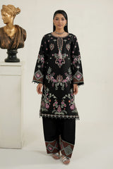 MTK-023 – Black Floral Embroidered Farshi Shalwar 3 Piece Pakistani Suit