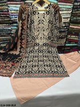 ELN-008 – Black & Beige  Embroidered  3 Piece Pakistani Suit