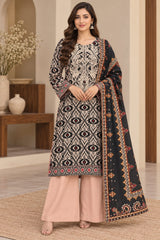 ELN-008 – Black & Beige  Embroidered  3 Piece Pakistani Suit