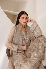 RM-ST-204 – Champagne Taupe Luxury Embroidered 3 Piece Pakistani Formal Suit