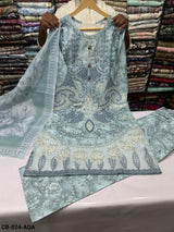 CB-024 – Powder Blue Embroidered 3 Piece Khaddar Winter Suit