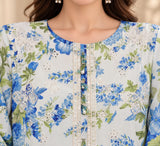 CB-022 – Ivory Blue Floral Embroidered 3 Piece Khaddar Winter Suit TANVEER COLLECTION