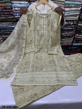 CB-023 – Luxury Sequin Embroidered 3 Piece Khaddar Winter Suit TANVEER COLLECTION