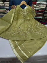 KD-MX-006 – Girls Luxury Organza Cap Shawl Style Frock with Plazo TANVEER COLLECTION