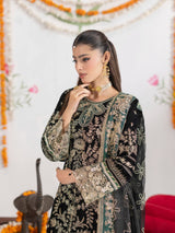 VEL004 – Black Luxury Sequin Embroidered Micro Velvet 3 Piece Suit TANVEER COLLECTION