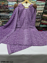 CFWK-001-LLC – Lilac Purple Floral Printed 3 Piece Pakistani Frock Suit